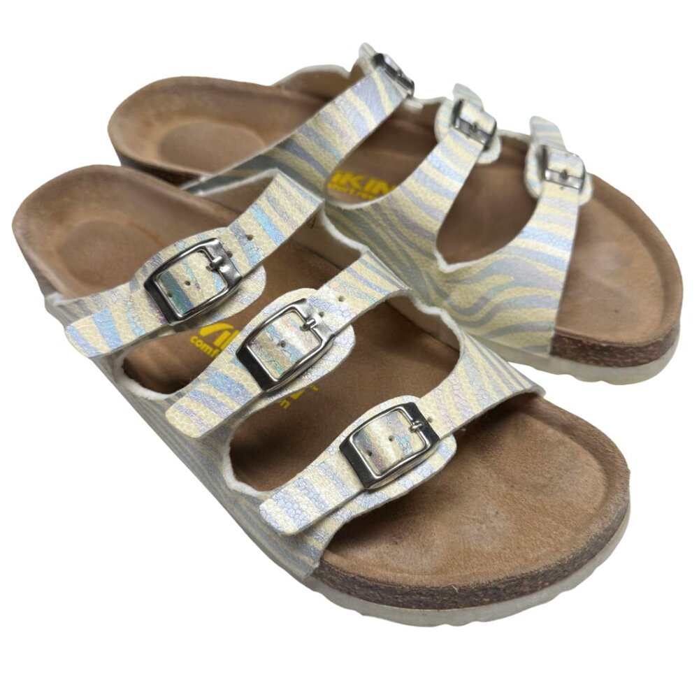 Viking Banff Three-Strap Comfort Sandals – Zebra Print White/Pearl – Size 40 / U